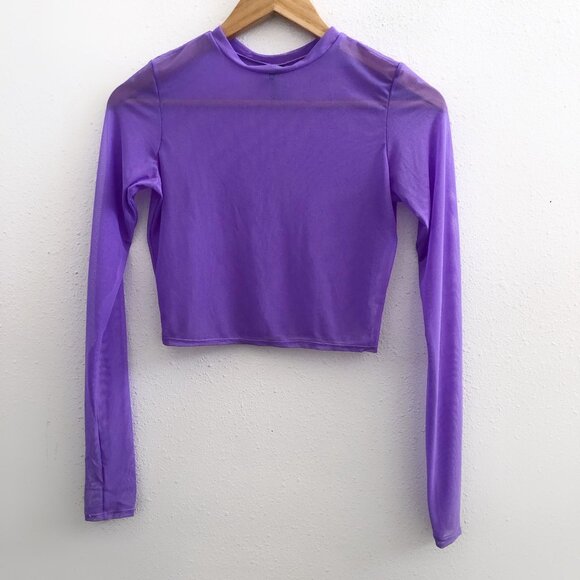 TRIANGL Mesh Long Sleeve Purple top Size Small - Picture 1 of 8